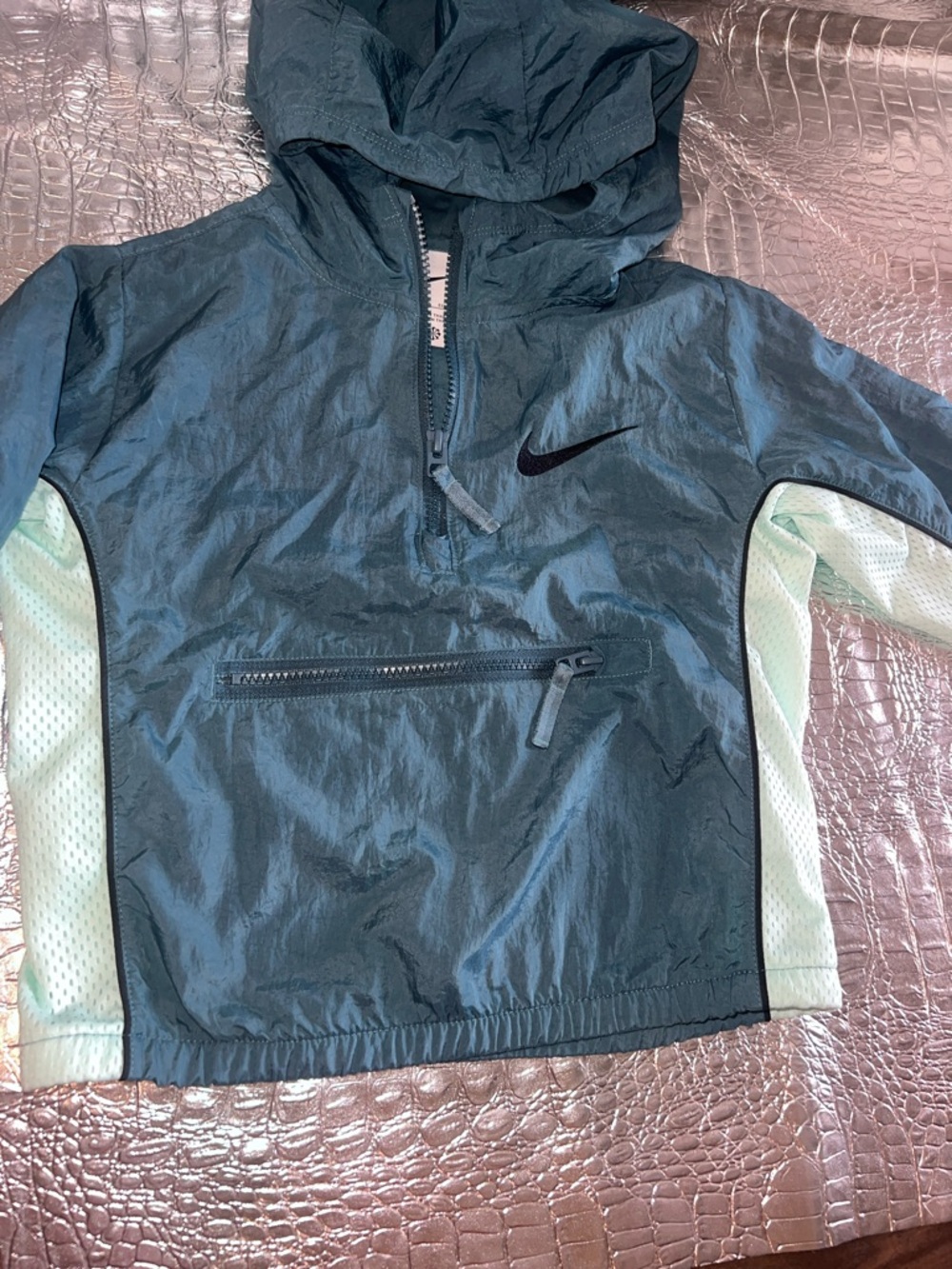 Nike kid Teal Hooded Anorak with Mint Side Panels